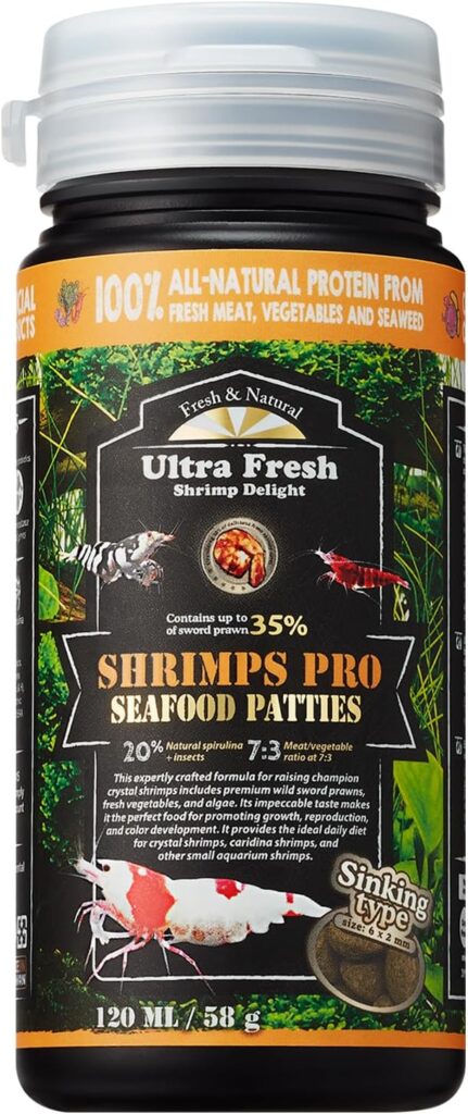 Ultra Fresh Shrimp Food, High Protein, Rich in Vitamins for Crystal, Caridina and Small Tropical Shrimp 2.04oz
