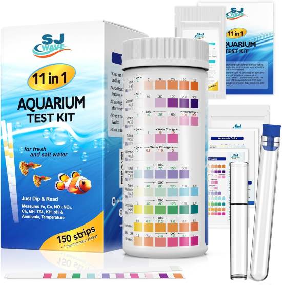 11 in 1 Aquarium Test Strips with Thermometer
