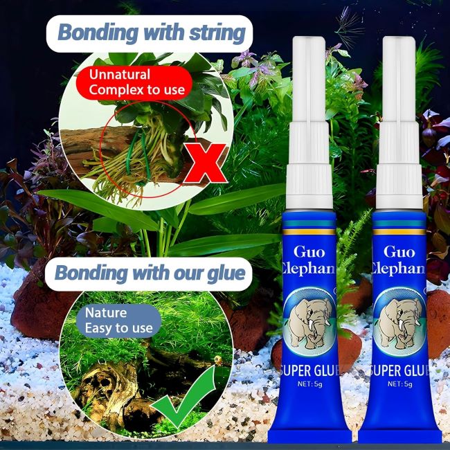 1DFAUL fish-safe aquarium glue 2pcs quick drying for plants, coral, stone and wood aquascape