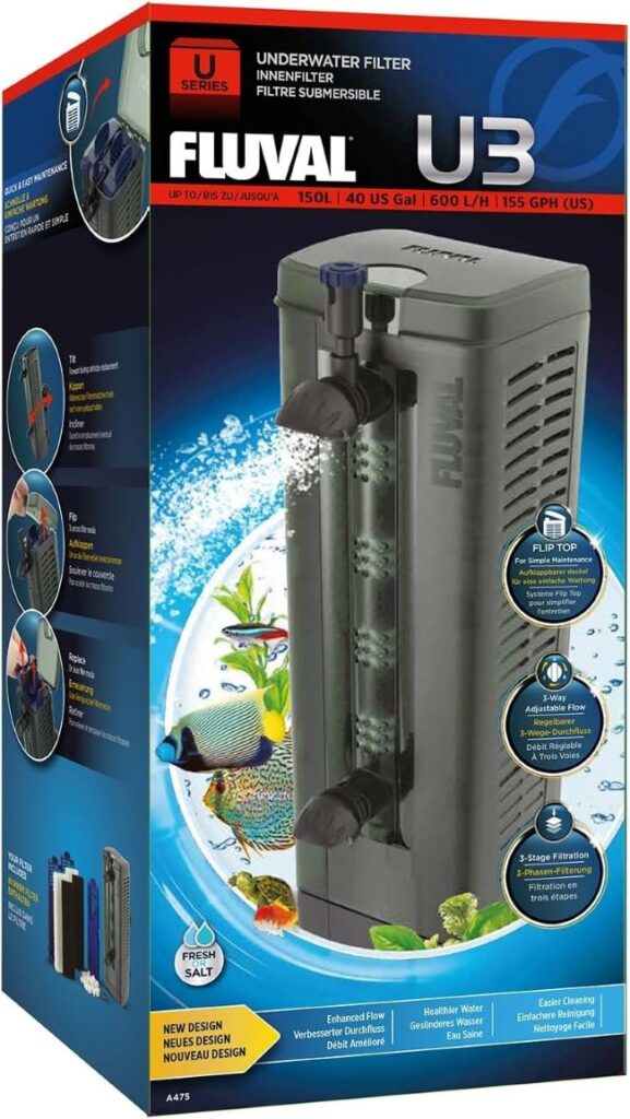 Fluval U3 underwater aquarium filter for freshwater saltwater and turtle tanks