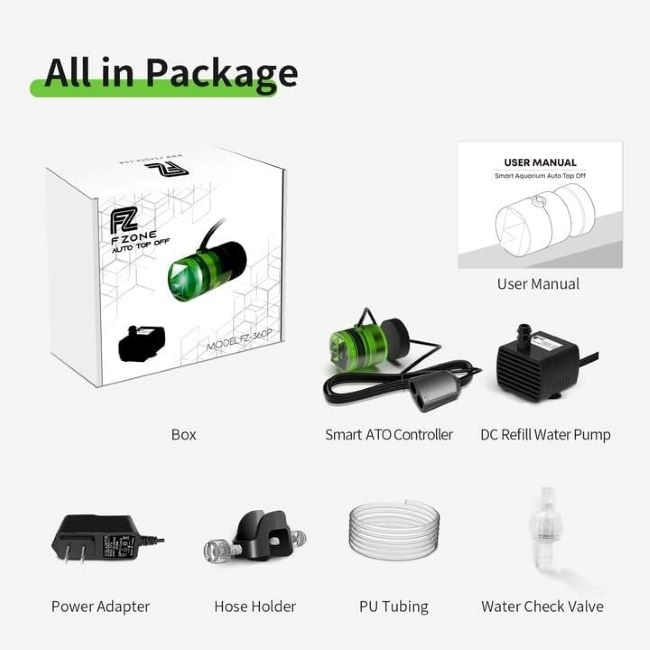 Fzone Aquarium ATO review showing automatic water level refill system