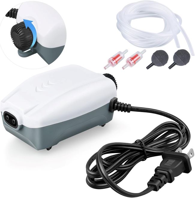 HITOP whisper quiet dual outlet aquarium electric air pump for 20 to 100 gallon tanks