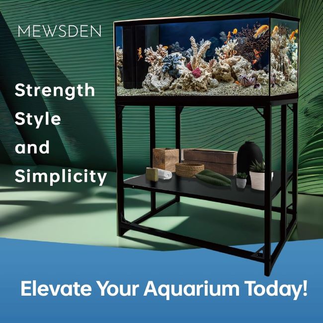 MEWSDEN 40 Gallon Metal Stand – 40-gallon heavy-duty metal aquarium stand with 2-tier shelves for reptile and turtle tanks.