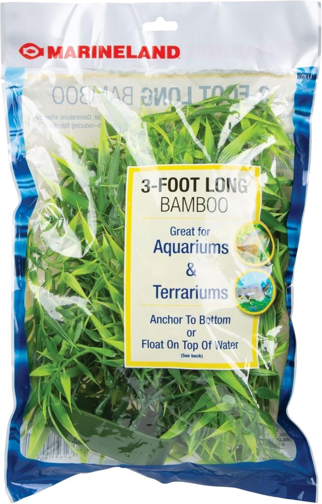 Marineland plastic bamboo plant aquarium décor for fish tanks and terrariums