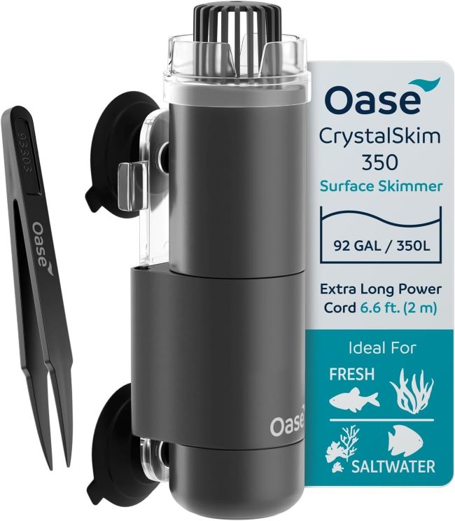 OASE CrystalSkim 350 surface skimmer compact internal filter for freshwater and marine tanks up to 92 gallons