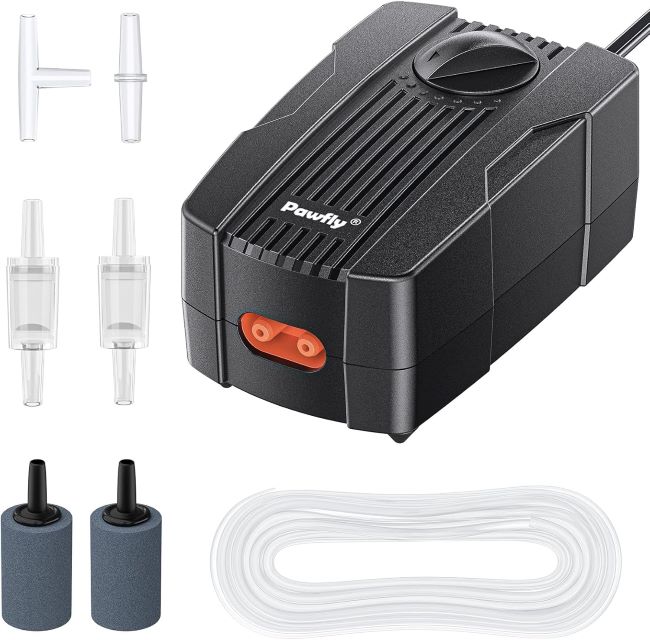 Pawfly ultra quiet dual outlet aquarium air pump for 10 to 200 gallon fish tanks