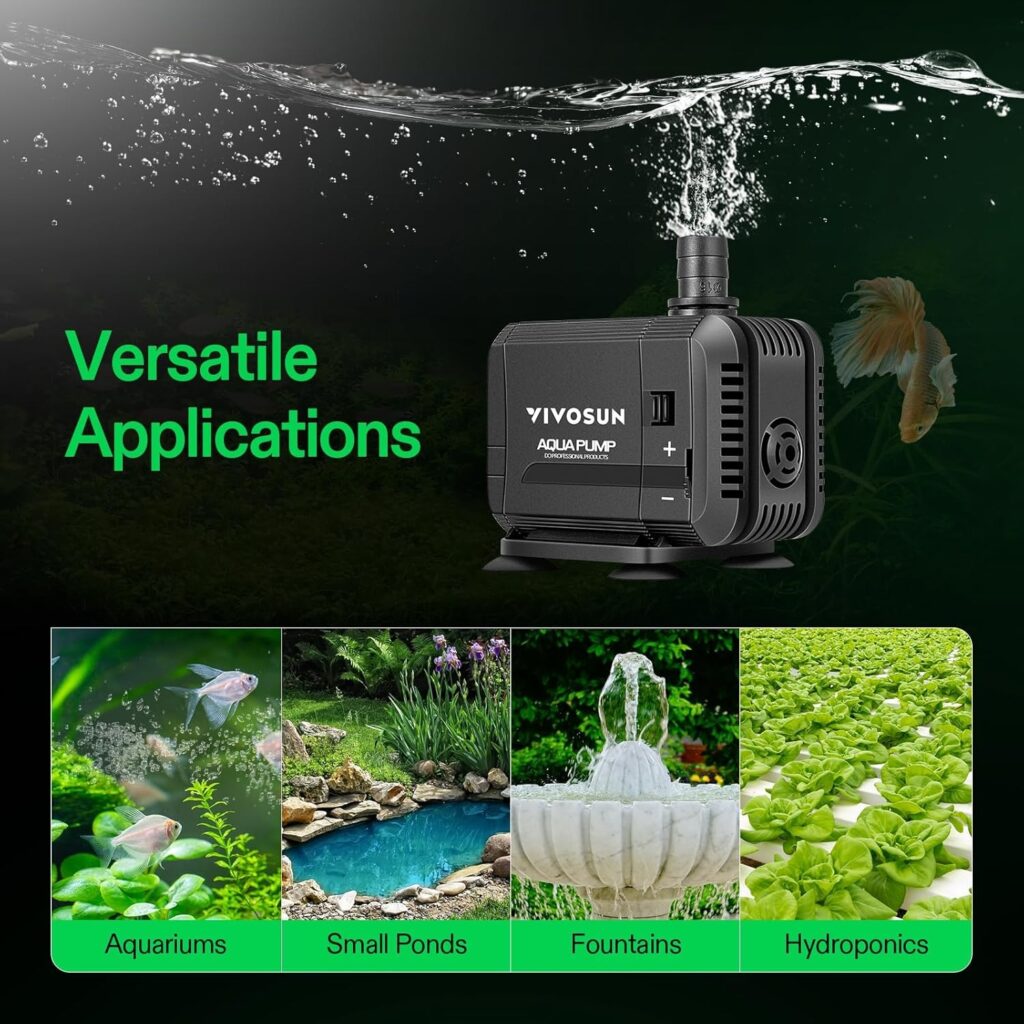 VIVOSUN 400GPH submersible water pump with quiet 15W motor