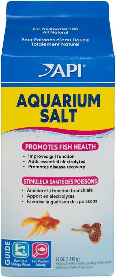 API Aquarium Salt 65-Ounce Box – freshwater aquarium salt to promote fish health, reduce stress, and improve gill function.