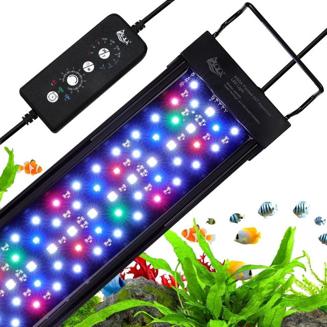 AQQA IP68 Waterproof LED Aquarium Light for 24–32in Tanks with 24/7 Mode, Timer, Adjustable Brightness