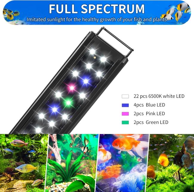 AQUANEAT 12-Inch Full Spectrum LED Fish Tank Light for Freshwater Aquariums