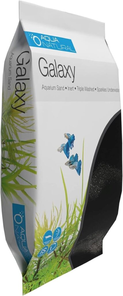 Aqua Natural Galaxy Sand 10lb – black aquarium sand for aquascaping, vivariums, and terrariums, lightweight and easy to use.