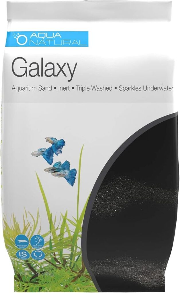 Aqua Natural Galaxy Sand 20lb – black substrate for aquascaping, aquariums, vivariums, and terrariums, ideal for natural-looking tanks.