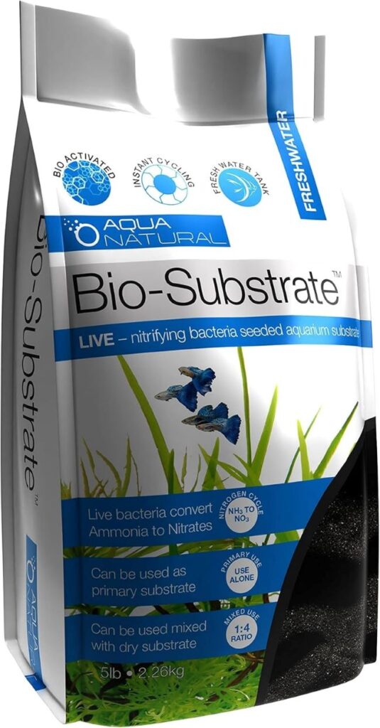 Aqua Natural Galaxy Sand Bio-Substrate 5lb – black aquarium sand seeded with bio-active nitrifying bacteria for healthy tank ecosystems.