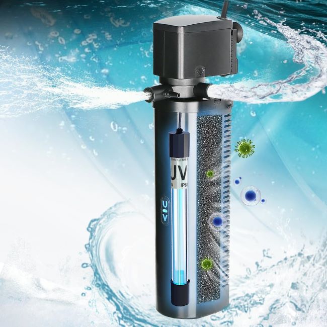 COOSPIDER 300GPH UV canister filter for large aquariums and ponds with strong algae removal power