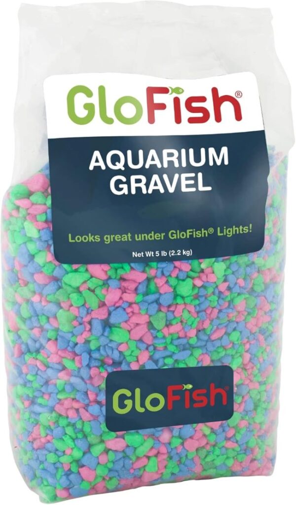 GloFish Pink/Green/Blue Aquarium Gravel 5lb – colorful decorative gravel to complement GloFish tanks and brighten aquarium décor.