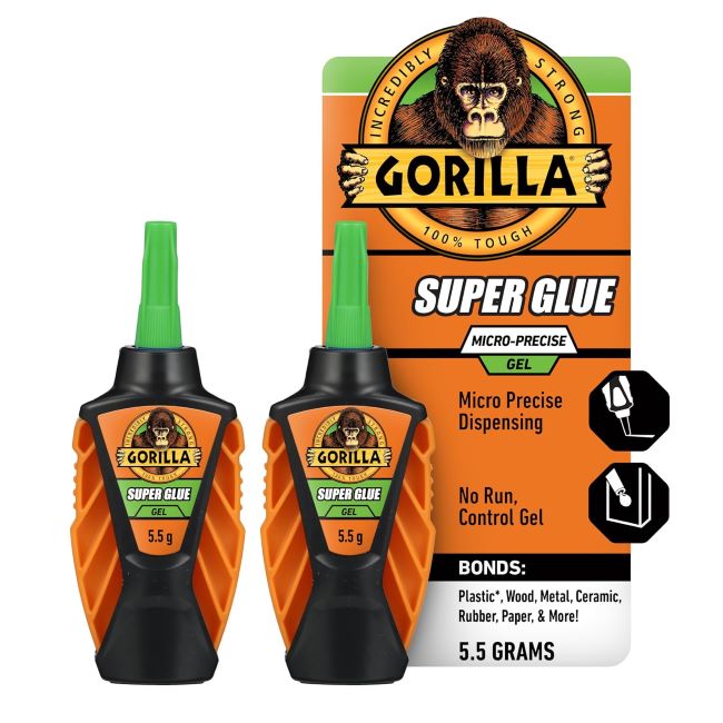 Gorilla micro precise super glue gel with anti-clog cap for accurate and strong bonding control