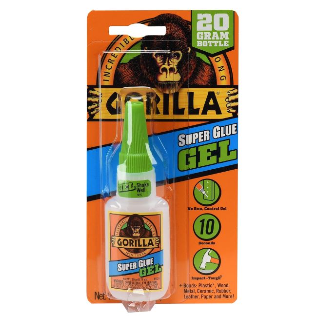 Gorilla super glue gel clear formula for controlled application and durable all-purpose repairs