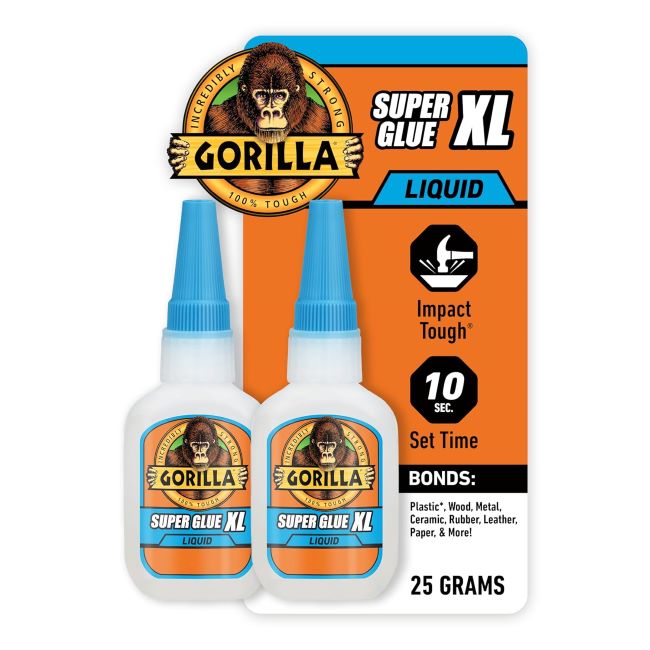 Gorilla super glue XL twin pack for heavy-duty all-purpose fast repairs and strong adhesive hold