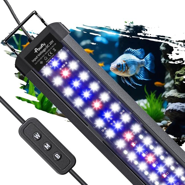 Pawfly 11W Extendable LED Aquarium Light for 12–18in Tanks with Day & Night Modes