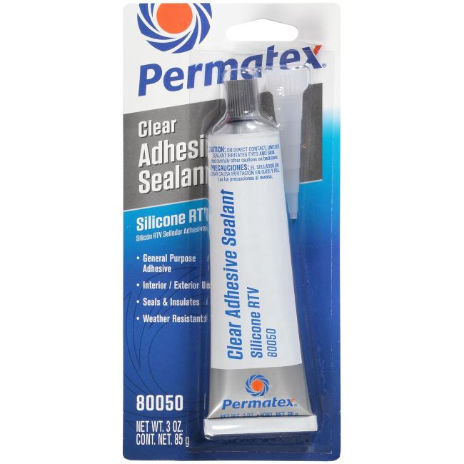 Permatex clear RTV silicone adhesive sealant for strong waterproof bonding and sealing applications