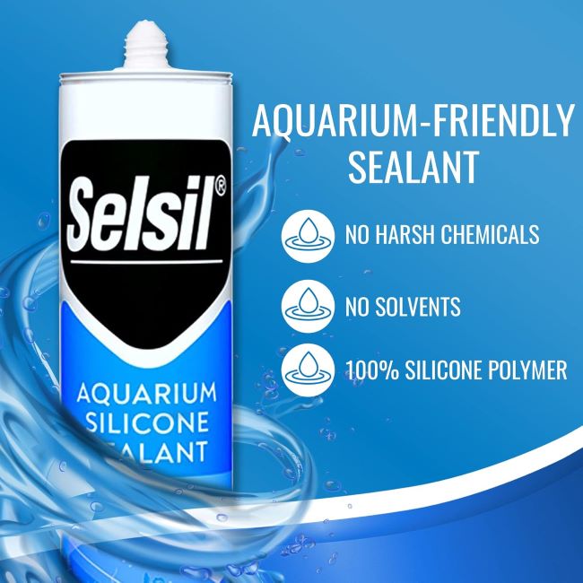 SELSIL aquarium silicone sealant safe for fish tanks with strong, flexible, waterproof bonding