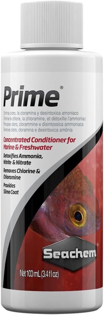 Seachem Prime Fresh and Saltwater Conditioner 100 ml – chemical remover and detoxifier for aquariums, supports healthy fish and safe water conditions.