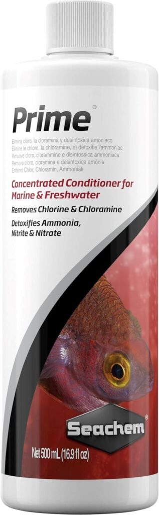 Seachem Prime chemical remover and detoxifier for safe aquarium water treatment