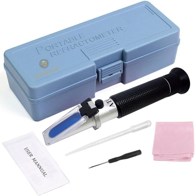 SunGrow aquarium refractometer to measure water salinity accurately and easily for fish tanks and marine setups