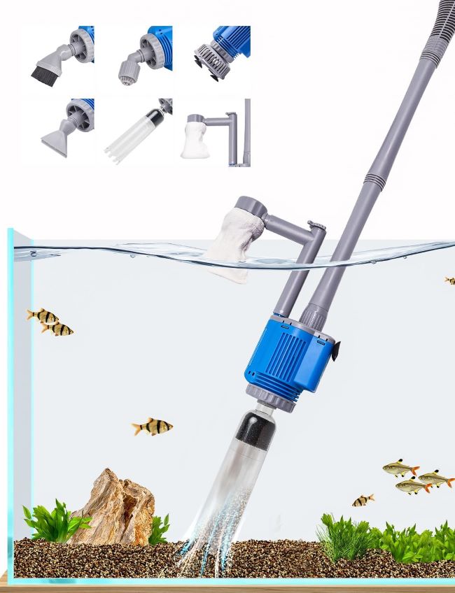 UPETTOOLS Electric Aquarium Gravel Cleaner – automatic vacuum water changer with algae cleaner and filter for fish tank maintenance.