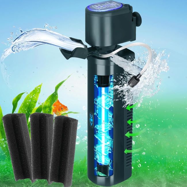 coospider-repta 200GPH UV aquarium filter for green water and algae cleaning with ultra-silent operation