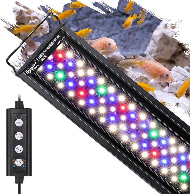 hygger 18W 24/7 LED Aquarium Light with Sunrise, Daylight, Moonlight Modes and 7 Colors for Planted Tanks