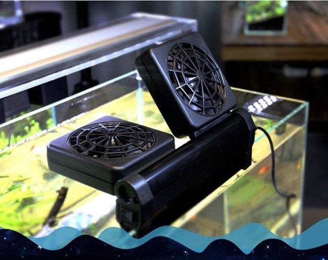 LONDAFISH dual-fan aquarium cooling system attached to fish tank for effective temperature reduction
