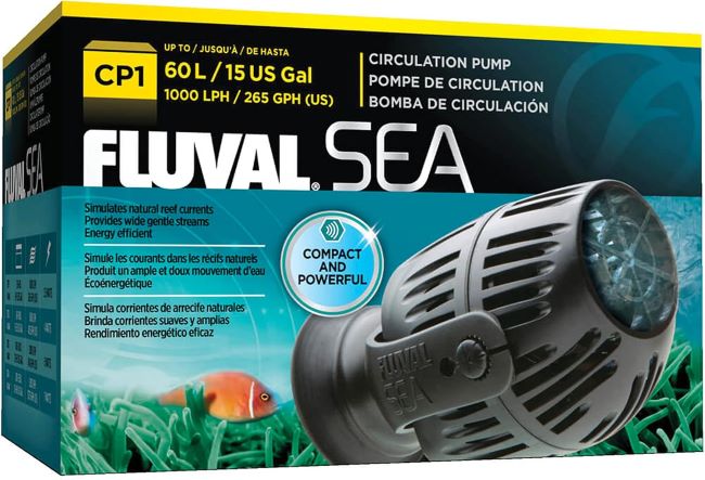 Fluval Sea CP1 wave maker pump installed in reef aquarium to improve water circulation and flow