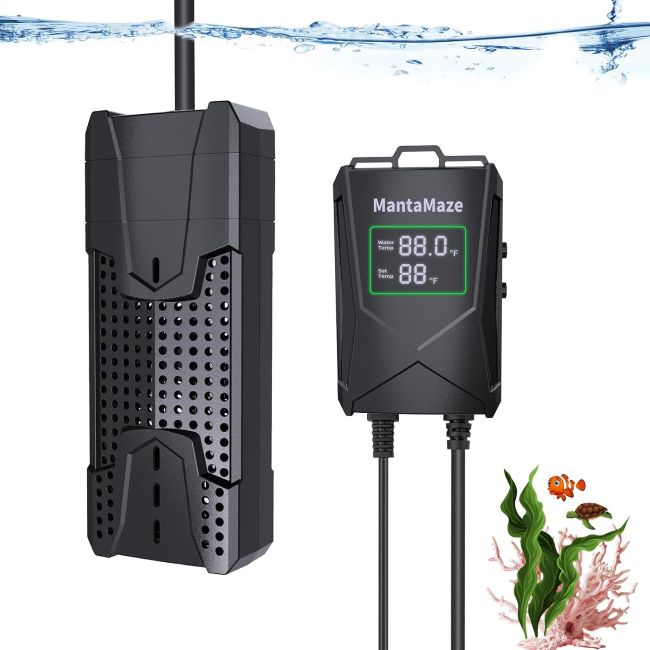MantaMaze aquarium heater with overheating protection and automatic shut-off for stable fish tank environment