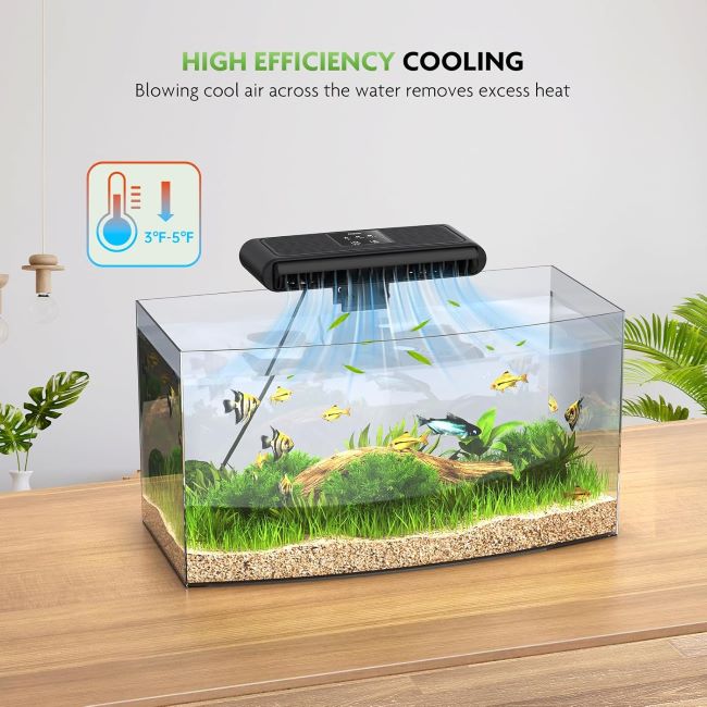 PAIZOO aquarium chiller fan with 3-speed cooling modes for freshwater and saltwater tanks