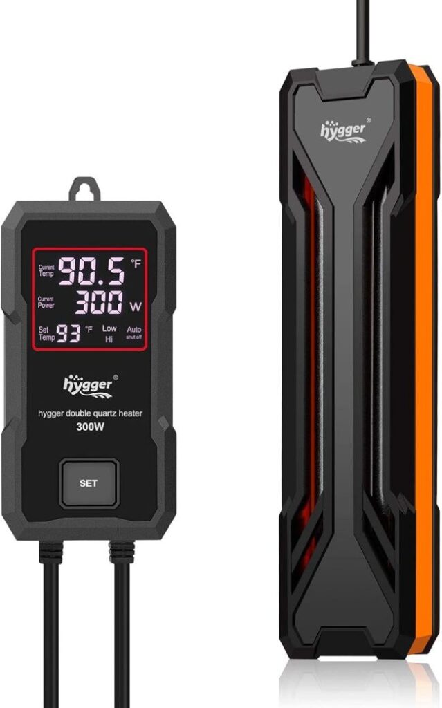 Hygger submersible aquarium heater with LED controller and auto shut-off system for freshwater and saltwater tanks