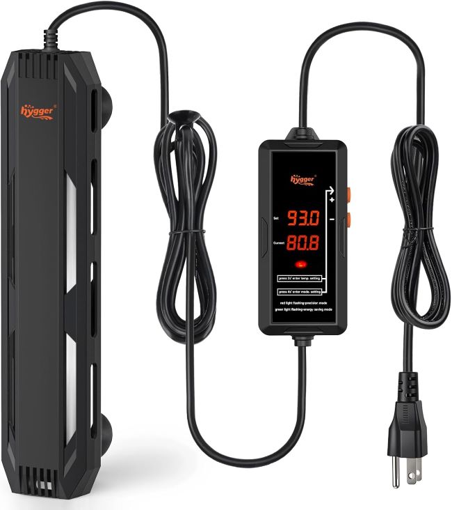 Hygger high-power aquarium heater with temperature controller and overheat protection for large fish tanks