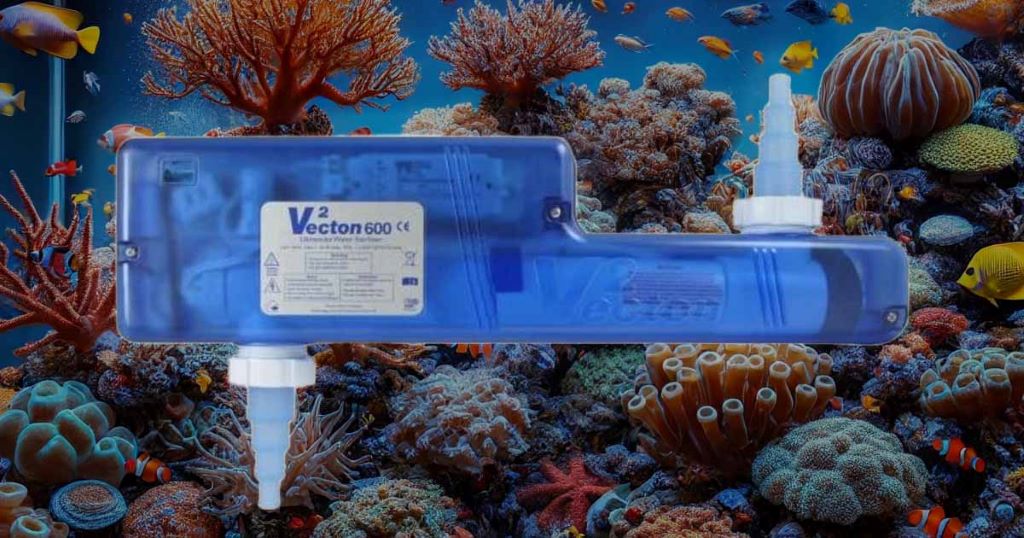 UV reef aquarium filter installed to improve water clarity and reduce algae growth