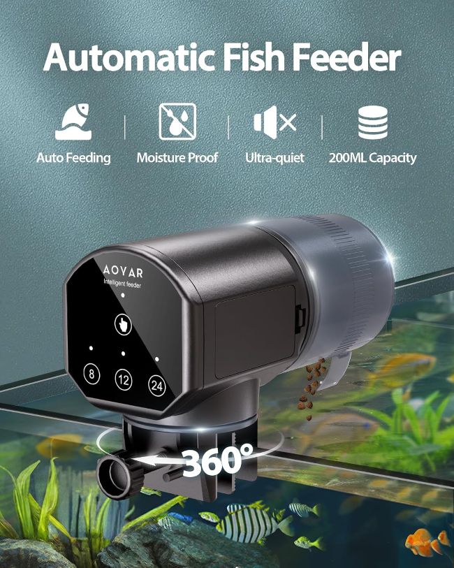 Aoyar automatic fish feeder with moisture-protected design